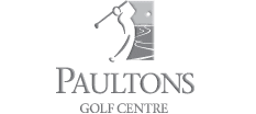 Paulton's Golf Centre logo in grey and white