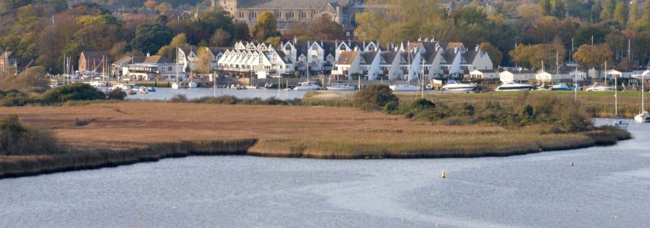 Christchurch Priory from Hengistbury Head Dorset Town