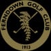 Black logo with a gold fern to advertise Ferndown Golf Club