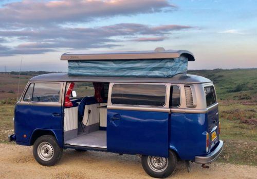 Campervan open fully with roof extended