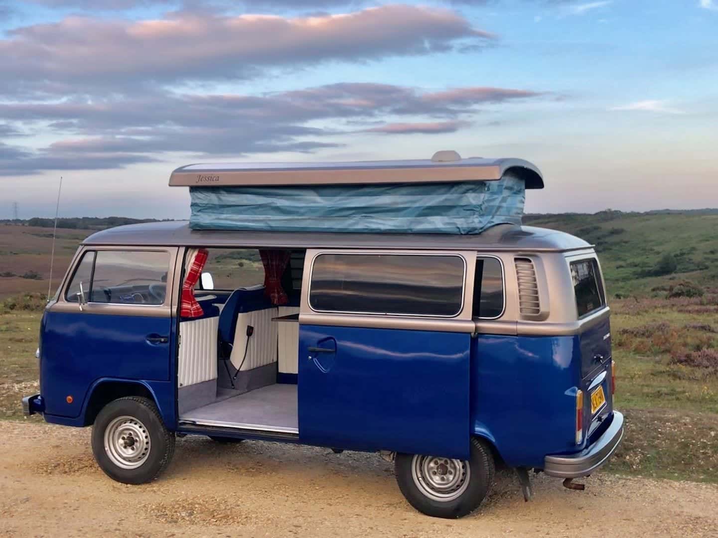 Campervan open fully with roof extended