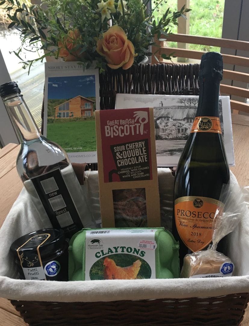 A well stocked hamper with locally sourced products will await you when booking your self catering holiday