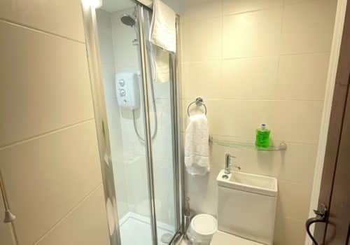 Ground floor cloakroom with shower