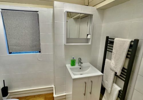 Shower room on the ground floor for the guests who use the hot tub