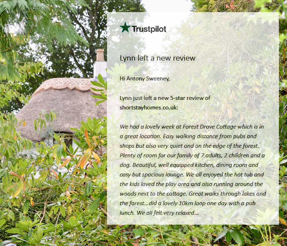 A 5 star Guest review for Forest Drove Cottage