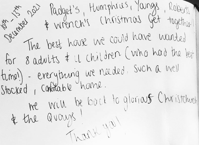 Great guest book review for The Quays in Christchurch