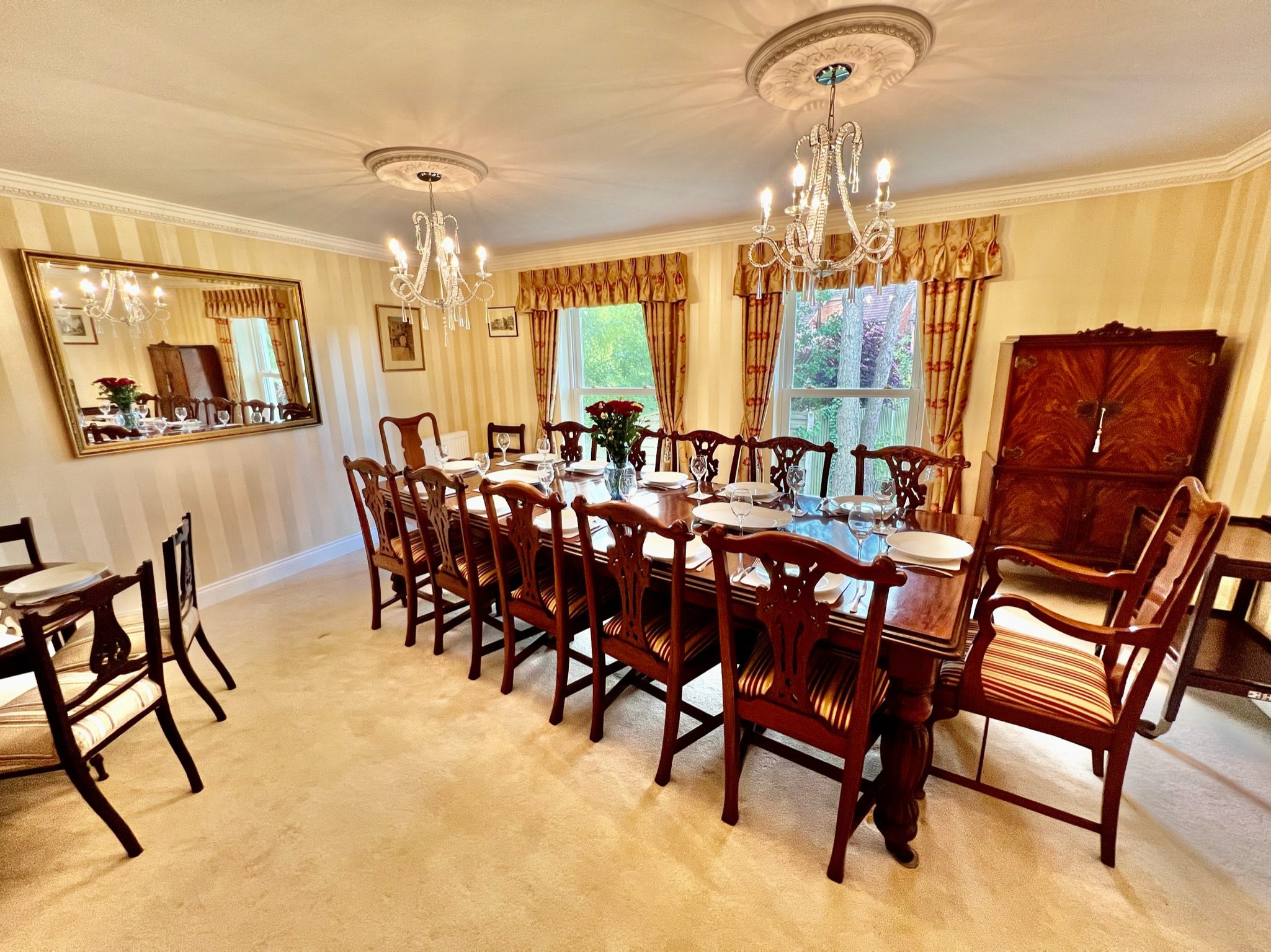 Formal dining with traditional furniture