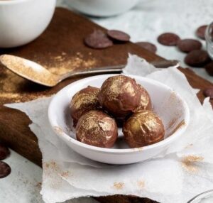 Chocolate truffles dusted with gold