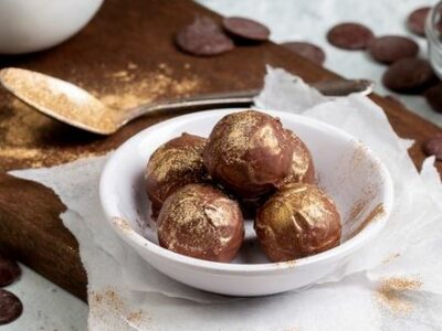 Chocolate truffles dusted with gold