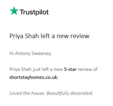 5-star review of Osmund House. Beautifully Decorated.