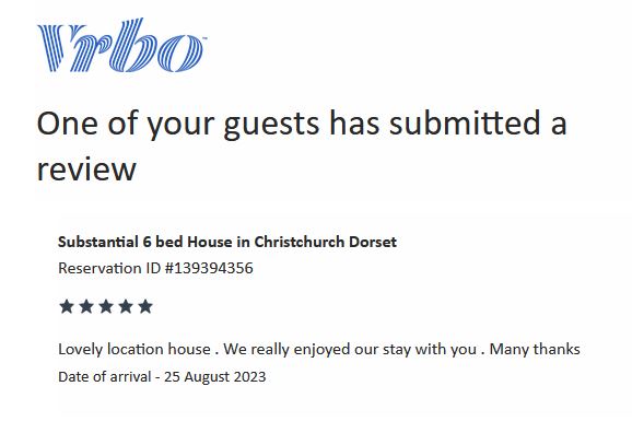 5 star review of Quay House, Christchurch