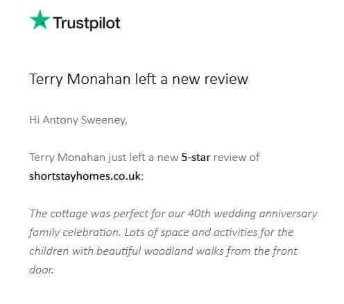 Perfect for 40th Wedding Anniversary is how this 5-star review described their stay at Forest Drove Cottage