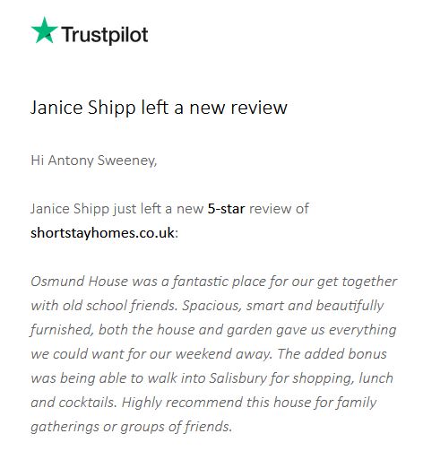 5-star Review of Osmund House Wiltshire