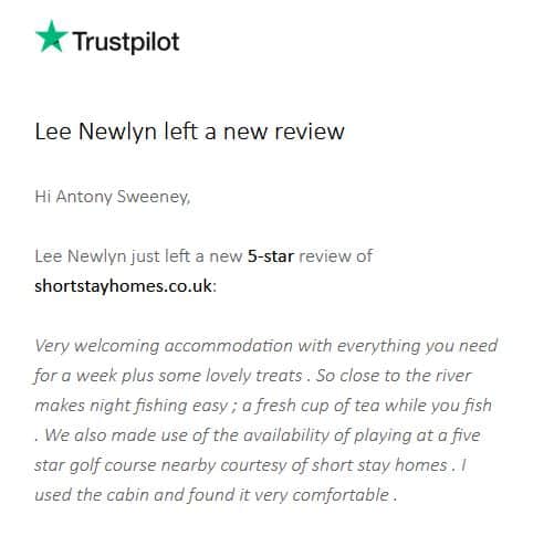 5-star trust pilot review described Riverside Lodge New Forest as welcoming accommodation