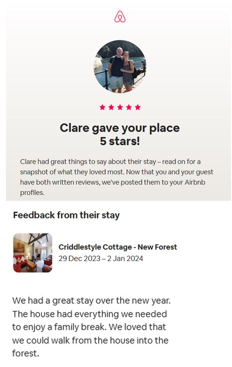 5-star review of Criddlestyle Cottage, we had a great stay. New Forest.