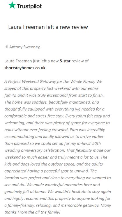 5 star Trust Pilot review for The Quays in Christchurch December 2025