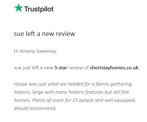 5 star trust Pilot review in January 2026 for The Quays