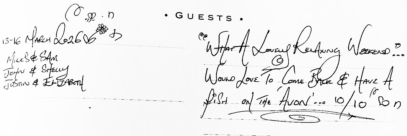 Hand written guest book comment for Short Stay Homes riverside Lodge
